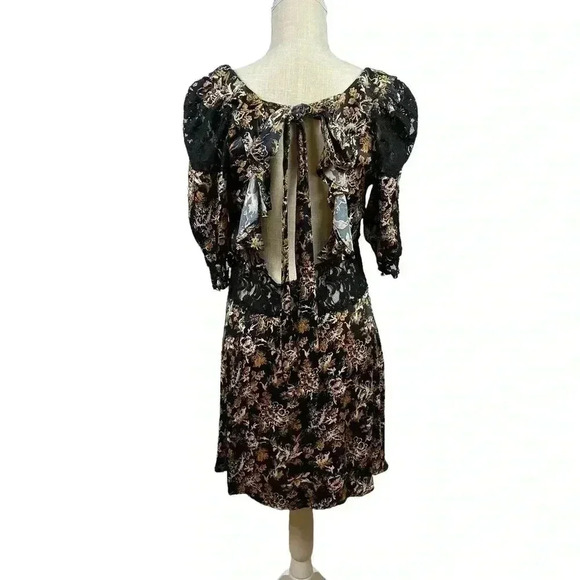 Free People Lucie Mini Dress in Black Combo With Lace Detail Size 8 - Picture 5 of 16